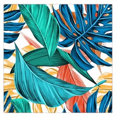 Leaves Tropical Summer Exotic Large Satin Scarf (square) by Simbadda