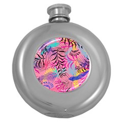 Illustration Reason Leaves Design Round Hip Flask (5 Oz) by Simbadda