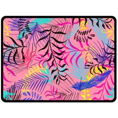 Illustration Reason Leaves Design Double Sided Fleece Blanket (large)  by Simbadda