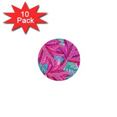 Leaves Tropical Reason Stamping 1  Mini Buttons (10 Pack)  by Simbadda