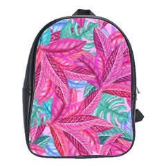 Leaves Tropical Reason Stamping School Bag (large) by Simbadda