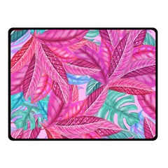 Leaves Tropical Reason Stamping Fleece Blanket (small) by Simbadda