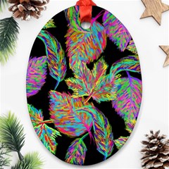 Autumn Pattern Dried Leaves Ornament (oval)