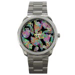 Autumn Pattern Dried Leaves Sport Metal Watch Front