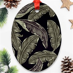 Jungle Leaves Tropical Pattern Ornament (oval) by Simbadda