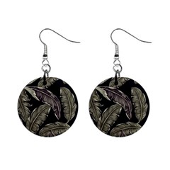 Jungle Leaves Tropical Pattern Mini Button Earrings by Simbadda