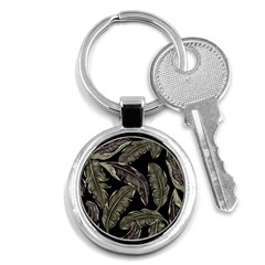 Jungle Leaves Tropical Pattern Key Chain (round) by Simbadda