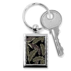 Jungle Leaves Tropical Pattern Key Chain (rectangle) by Simbadda