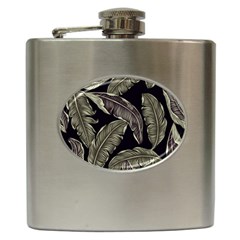 Jungle Leaves Tropical Pattern Hip Flask (6 Oz) by Simbadda