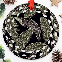 Jungle Leaves Tropical Pattern Ornament (round Filigree)