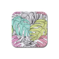 Leaves Tropical Plant Summer Rubber Square Coaster (4 Pack)  by Simbadda