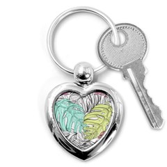 Leaves Tropical Plant Summer Key Chain (heart) by Simbadda