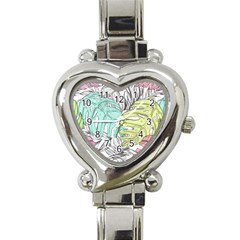 Leaves Tropical Plant Summer Heart Italian Charm Watch