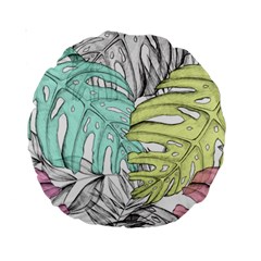 Leaves Tropical Plant Summer Standard 15  Premium Round Cushions by Simbadda