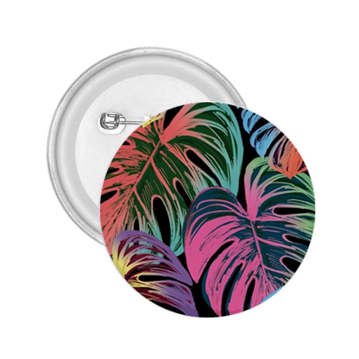 Leaves Tropical Jungle Pattern 2.25  Buttons