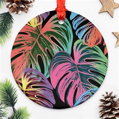 Leaves Tropical Jungle Pattern Round Ornament (Two Sides)