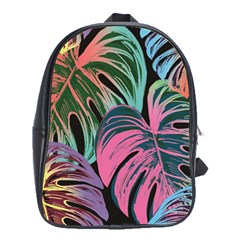 Leaves Tropical Jungle Pattern School Bag (xl) by Simbadda