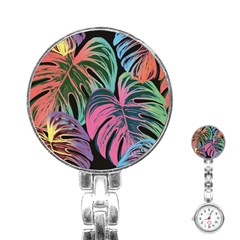 Leaves Tropical Jungle Pattern Stainless Steel Nurses Watch