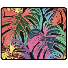 Leaves Tropical Jungle Pattern Double Sided Fleece Blanket (medium)  by Simbadda