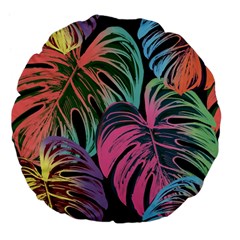 Leaves Tropical Jungle Pattern Large 18  Premium Flano Round Cushions