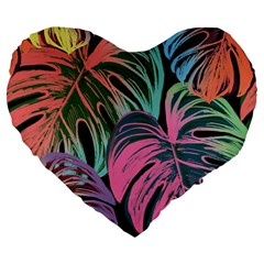 Leaves Tropical Jungle Pattern Large 19  Premium Flano Heart Shape Cushions