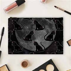 Black Cat Full Moon Cosmetic Bag (large) by bloomingvinedesign