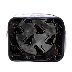 Black Cat Full Moon Mini Toiletries Bag (one Side) by bloomingvinedesign