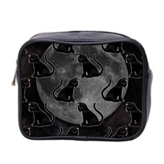 Black Cat Full Moon Mini Toiletries Bag (two Sides) by bloomingvinedesign