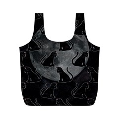 Black Cat Full Moon Full Print Recycle Bag (m) by bloomingvinedesign