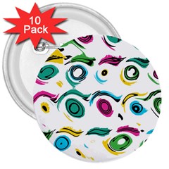 Distorted Circles On A White Background                 3  Button (10 Pack) by LalyLauraFLM