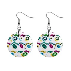 Distorted Circles On A White Background                 1  Button Earrings by LalyLauraFLM