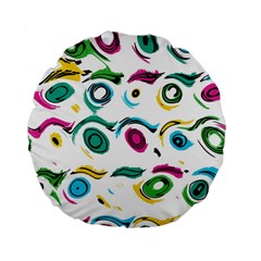 Distorted Circles On A White Background                Standard 15  Premium Flano Round Cushion by LalyLauraFLM