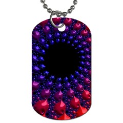 Red Purple 3d Fractals                  Dog Tag (one Side) by LalyLauraFLM