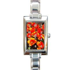 Orange Tulips At The Commons Rectangle Italian Charm Watch by Riverwoman