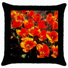 Orange Tulips At The Commons Throw Pillow Case (black) by Riverwoman