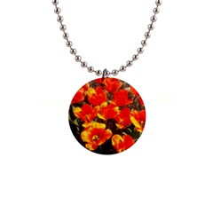 Orange Tulips At The Commons 1  Button Necklace by Riverwoman