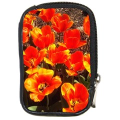 Orange Tulips At The Commons Compact Camera Leather Case by Riverwoman