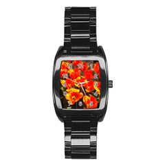 Orange Tulips At The Commons Stainless Steel Barrel Watch by Riverwoman