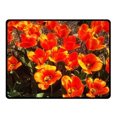 Orange Tulips At The Commons Double Sided Fleece Blanket (small)  by Riverwoman