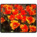 Orange tulips at the Commons Double Sided Fleece Blanket (Medium)  58.8 x47.4  Blanket Front