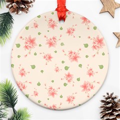 Pink Flowers Pattern Spring Nature Ornament (round) by TeesDeck