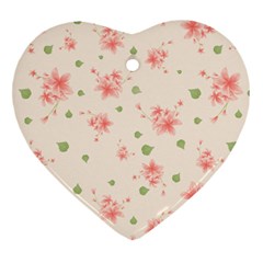 Pink Flowers Pattern Spring Nature Ornament (heart) by TeesDeck