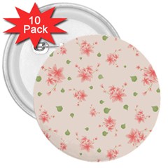 Pink Flowers Pattern Spring Nature 3  Buttons (10 Pack) 