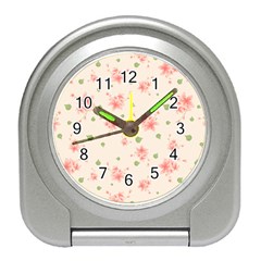 Pink Flowers Pattern Spring Nature Travel Alarm Clock by TeesDeck