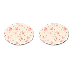 Pink Flowers Pattern Spring Nature Cufflinks (oval) by TeesDeck