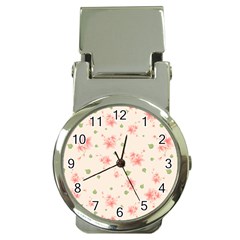 Pink Flowers Pattern Spring Nature Money Clip Watches