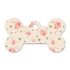 Pink Flowers Pattern Spring Nature Dog Tag Bone (one Side) by TeesDeck