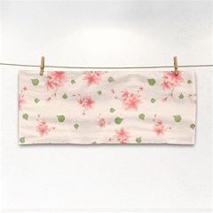 Pink Flowers Pattern Spring Nature Hand Towel by TeesDeck