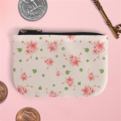 Pink Flowers Pattern Spring Nature Mini Coin Purse by TeesDeck