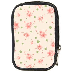 Pink Flowers Pattern Spring Nature Compact Camera Leather Case by TeesDeck